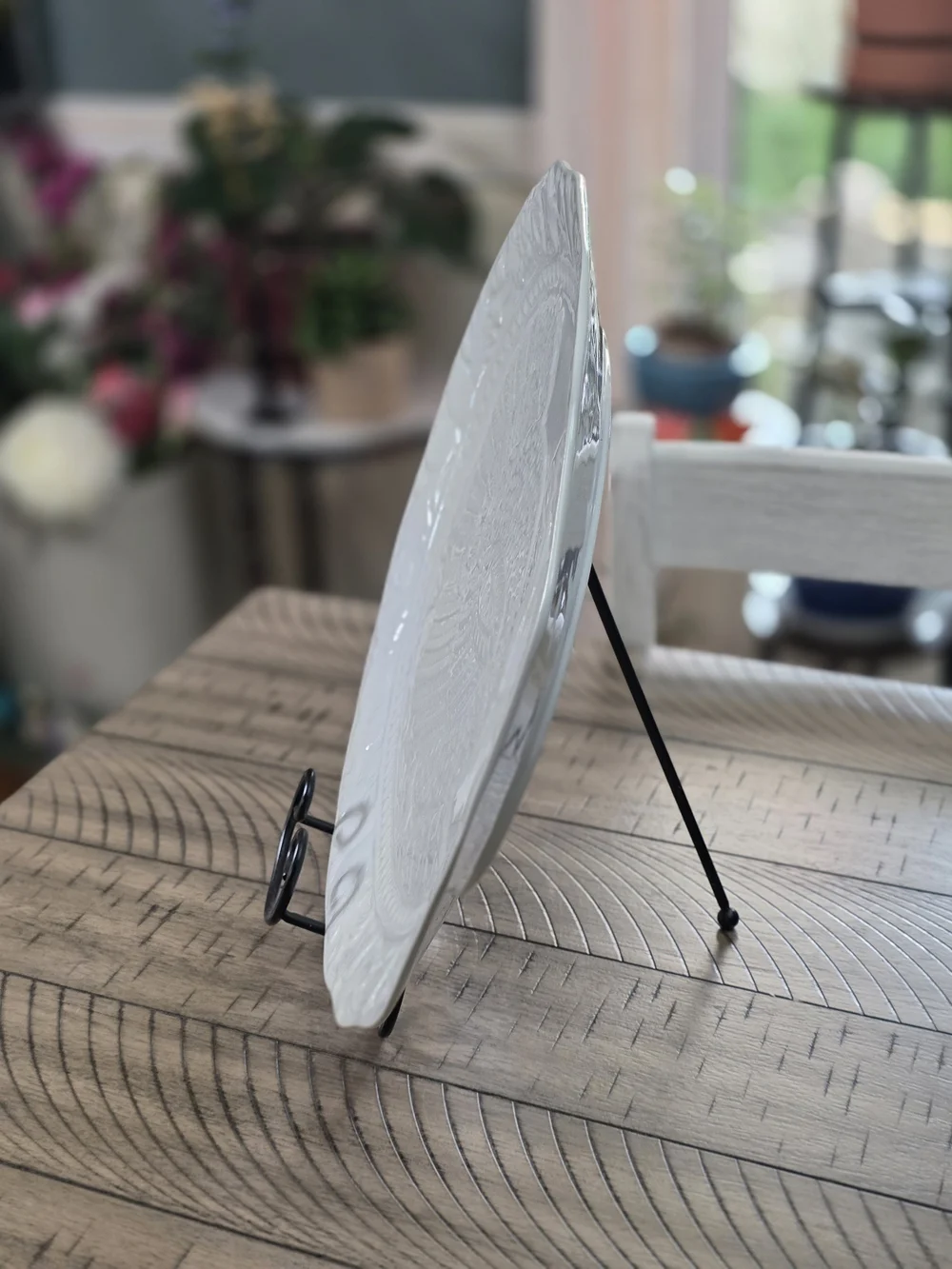 White Embossed Turkey Serving Platter - Classic Ceramic Holiday Platter